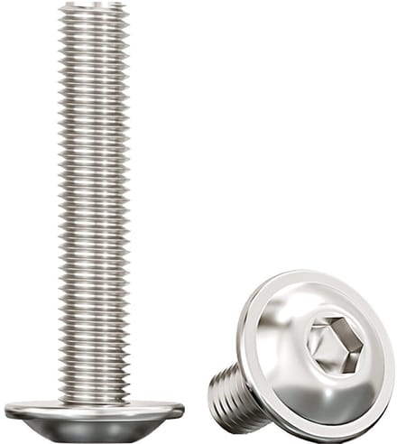 RVS M8 Hex Schroeven met Lenskop en Flens - M8 x 40 mm, Volledige Draad, A2 V2A Kwaliteit, 10 Stuks
