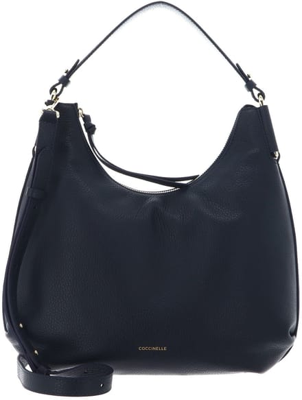 COCCINELLE Leren schoudertas Rebekka Handbag Grained Leather Midnight Blue Lichtbruin