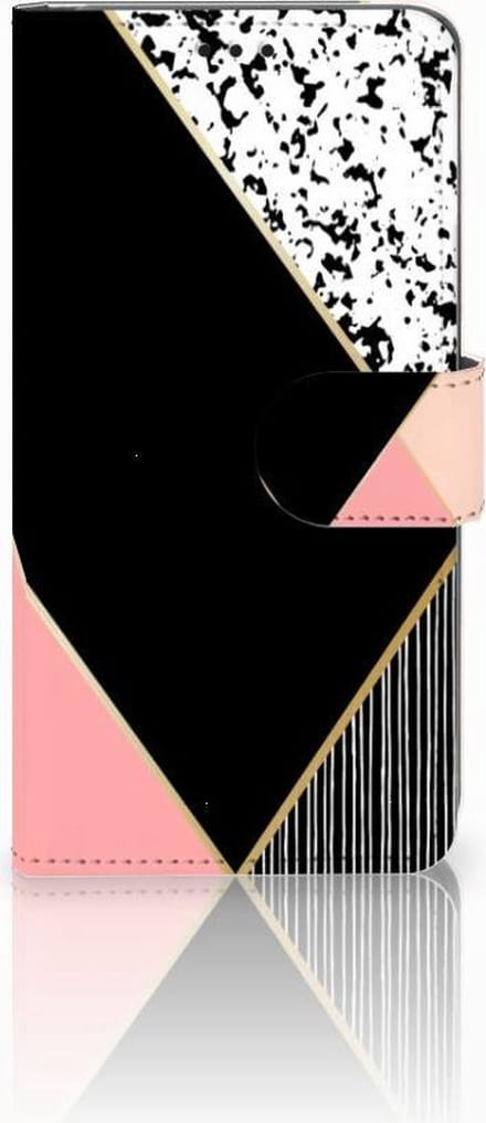 Samsung Galaxy S10 Book Case Zwart Roze Vormen