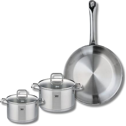 Set van 1 Koekenpan 28 cm en 2 kookpotten 14 en 16 cm Elo Profi Citrin