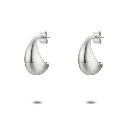 Twice As Nice Oorbellen in edelstaal, halve ovale open oorring