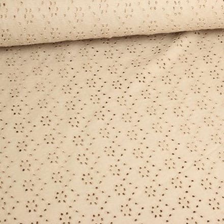 Funkytex jersey katoen stretch stof Broderie ecru 2,5 meter