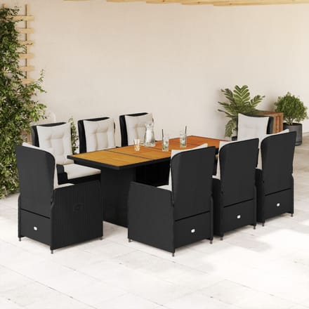 vidaXL - 9-delige - Tuinset - poly - rattan - zwart