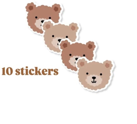 10x Sticker Little Bears - beren - Sluitsticker