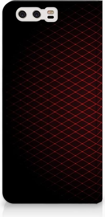 Huawei P10 Plus Hoesje met Magneet Geruit Rood