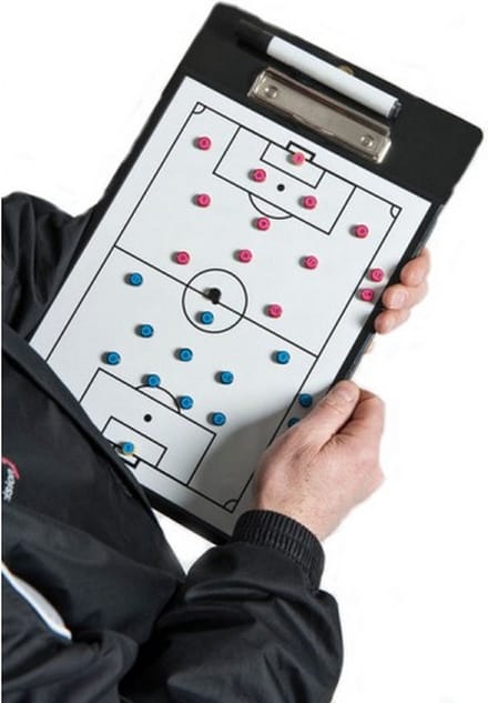 coachbord voetbal 24 x 38 cm magnetisch wit 28-delig