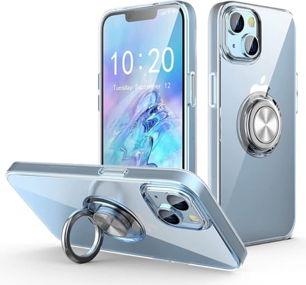 Hoesje Geschikt voor iPhone 14 Plus – Luxe Backcover met Ringhouder - Transparant