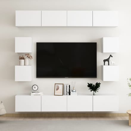 vidaXL - 8-delige - Tv-meubelset - bewerkt - hout - wit