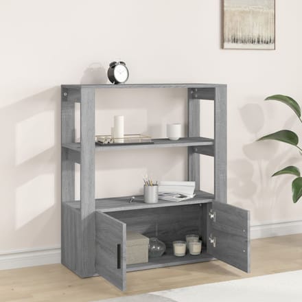 vidaXL - Dressoir - 80x30x90 - cm - bewerkt - hout - grijs - sonoma - eikenkleurig