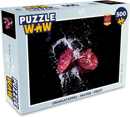 Puzzel Granaatappel - Fruit - Water - Zwart - Paars - Legpuzzel - Puzzel 500 stukjes
