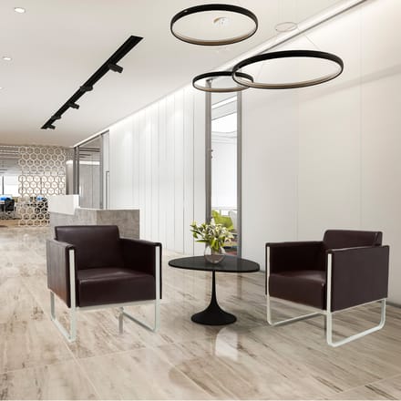 Lounge stoel ARUBA-frame lichtgrijs kunstleder 1-zits bruin hjh OFFICE