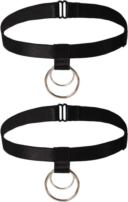 Gothic Dubbele Ring Kousenband Set voor Bruiloft, Verstelbare Elastische Bruidsaccessoires voor Vrouwen, 2 Stuks