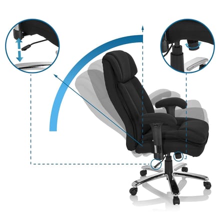 Zware bureaustoel / Bureaustoel BUILDER XXL I Stof zwart hjh OFFICE