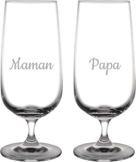 Bierglas op voet gegraveerd - 41cl - Maman & Papa