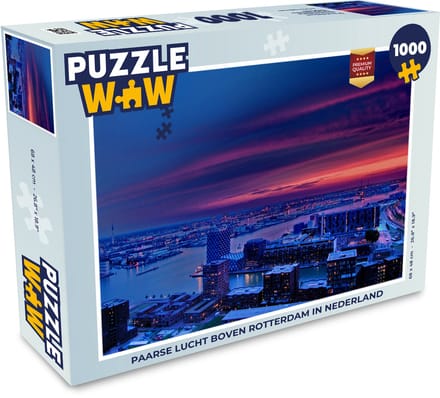 Puzzel Rotterdam - Lucht - Roze - Legpuzzel - Puzzel 1000 stukjes volwassenen