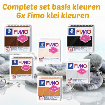 FIMO Soft Klei Set – 6 x 56 gram – Basiskleuren Mix – Boetseerklei Ovenhardend