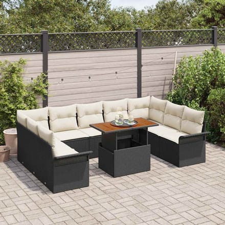 vidaXL - Tuinbank - Set - 10 - st - Zwart - en - crème