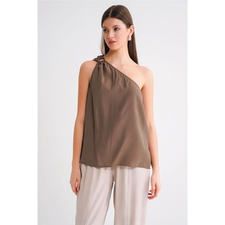 Asymmetrische Kraagaccessoire Gedetailleerde Top