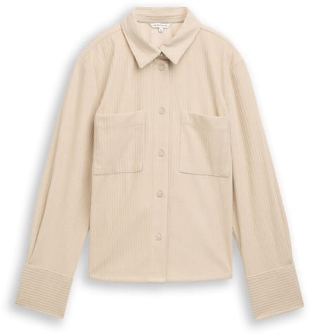 Tom Tailor - Losvallende corduroy blouse - Maat 44 - sand stone beige