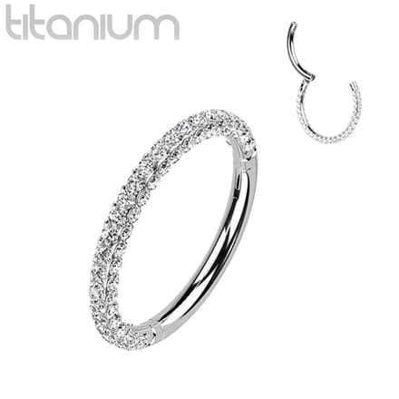 Piercing titanium clicker rondom steentjes 1.2x6 wit - LMPiercings
