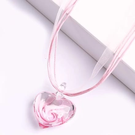 Glazen Hanger - Hartvorm - Roze - Ketting - Sieraden - EmmyRovi