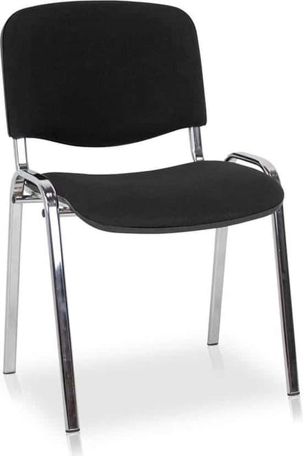 Vergaderstoel of conferentiestoel basic chroom frame zonder armleuningen Zwart stof