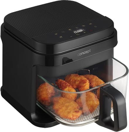Gezonde Heteluchtfriteuse met Grote Glazen Mand 5,5L