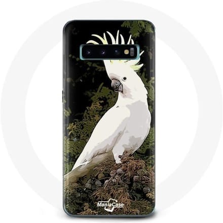 Coque pour Samsung Galaxy S10 Plus Cacatoes Perroquets Blanc sur l'arbre