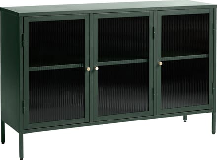 Dressoir Groen - Metaal & Glas - 3 Deuren - 40x132x85cm - Soft Closing - Dressoir Bronco - Giga Living