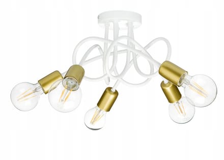 Hanglamp Loft 5x E27 Wit/Goud - Stijlvolle Industriële Designlamp