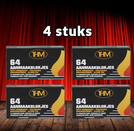 4 Pakjes THM Witte Aanmaakblokjes Paraffine 64 stuks