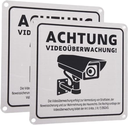 Bewakingsbord - Attentie Camera - Privé Eigendom - Aluminium Zelfklevend - 15x15cm - Grijs
