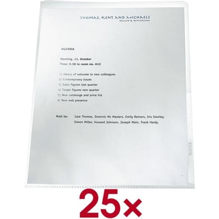 25x Leitz Recycle Zichtmap A4 - 90% Pre-consumer Gerecycled Plastic - Transparant
