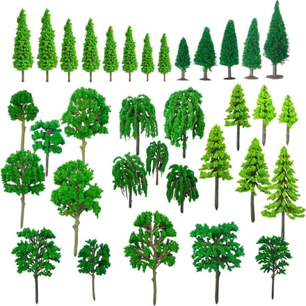 34 Stuks Groene Modelbomen 1.3~6.1 Inch Gemengd voor Modelspoor Landschapsarchitectuur, Nepp bomen voor Modelbouw en DIY Projecten