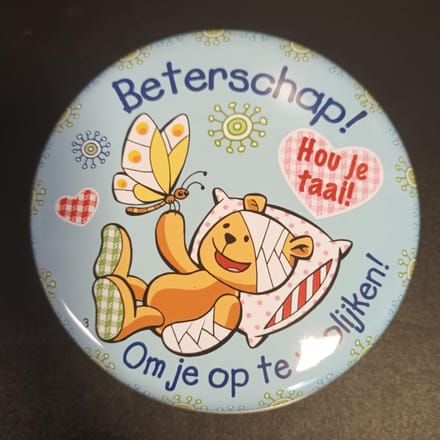 Beterschap - potje in blik - om met iets lekkers te vullen
