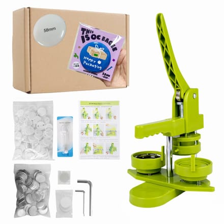 Button Maker 58mm Complete Set - Pin Maker met 100 Buttons - Badge Maker - Pin machine - Buttonmachine - Installatievrij - Groen - Speldbadge - DIY-cadeau voor kinderen - Anime cadeau