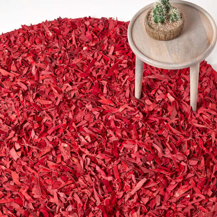 Homescapes Dallas leren tapijt, rood, 150 cm rond