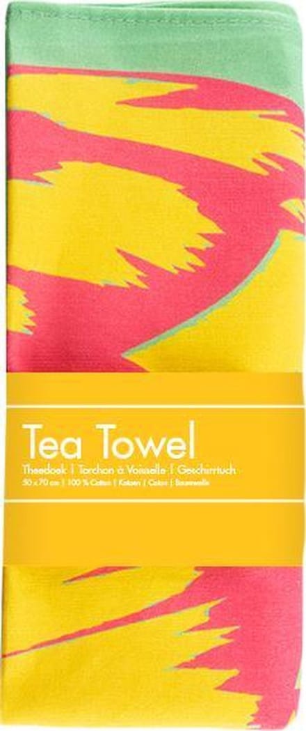 Theedoek Tulp pop line groen 50 x 70 cm