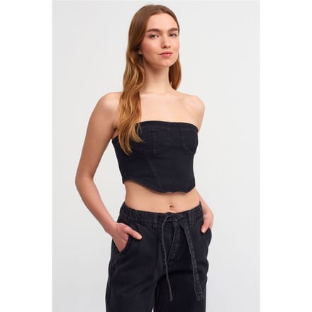 Strakke Strapless Denim Crop Top