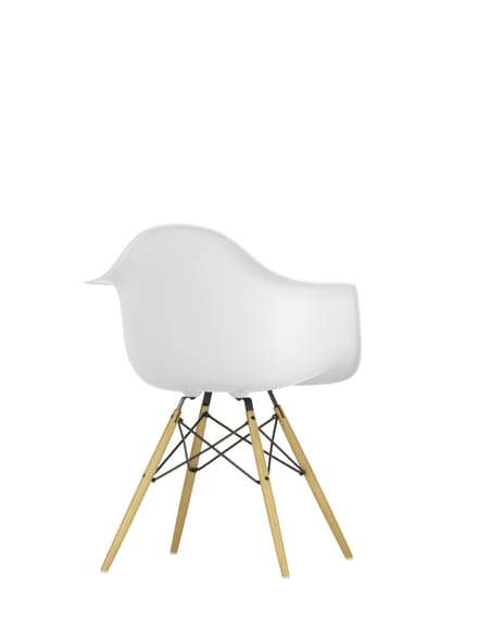 Vitra DAW Eames Plastic Armchair - katoen wit RE - honingkleurig essenhout
