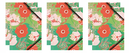 Pastel Bloemen A4 Kartonnen Kaart met Elastiek - 6 Stuks