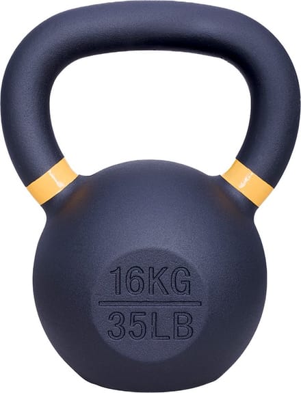 ForzaFit Kettlebell 16 kg - Gietijzer Kettle bell - Zwart met Geel - 35 LB