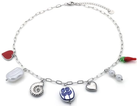 Dames Ketting - Zilver - Bedel Design - Roestvrijstaal (RVS) - 45CM
