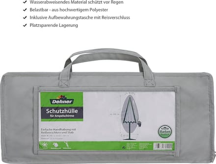 Beschermhoes voor zweefparasol - 240 x 60 cm - grijs - polyester - waterdicht
