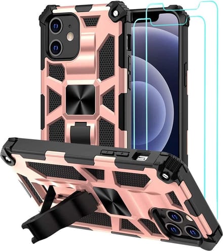 Hoesje Geschikt voor iPhone 12 / 12 Pro – Anti-Scratch Shockproof Rose Goud - 2 Pack Screenprotector
