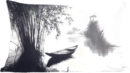 Sierkussens - Kussentjes Woonkamer - 60x40 cm - Boot - Rivier - Bamboe - Wit