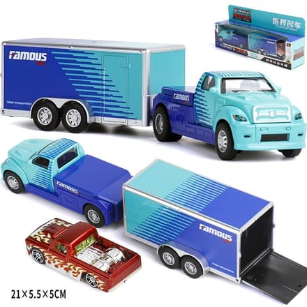 1:64 Camion Container Scania Camion Container Américain Modèle Miniature Jouet Véhicules de Transport Remorque en Métal Moulé sous Pression Avec Système à Ressort