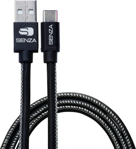 Senza Premium Leren USB-C Kabel 1.5 Meter Zwart