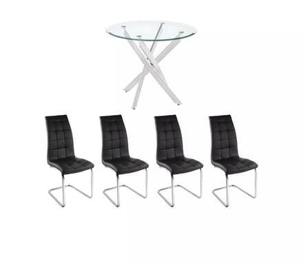 Vente-unique Tafelset met eettafel COSIMA + 2 stoelen NADYA - Zwart