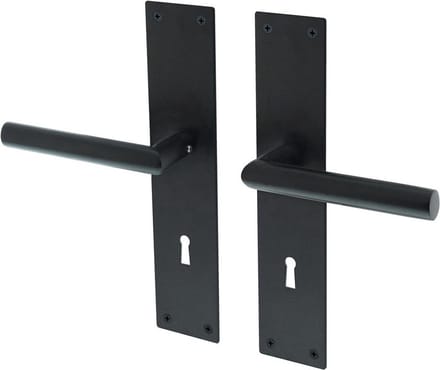 Deurkruk Lavuzo Nuoro Zwart | Deurklink op schild SL72 | Per set | Deurkruk